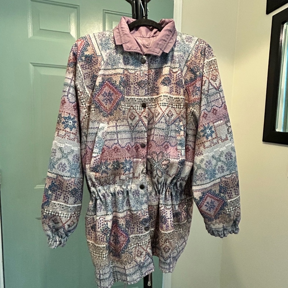 Vintage 90s Reversible Patterned Windbreaker Jack… - image 3